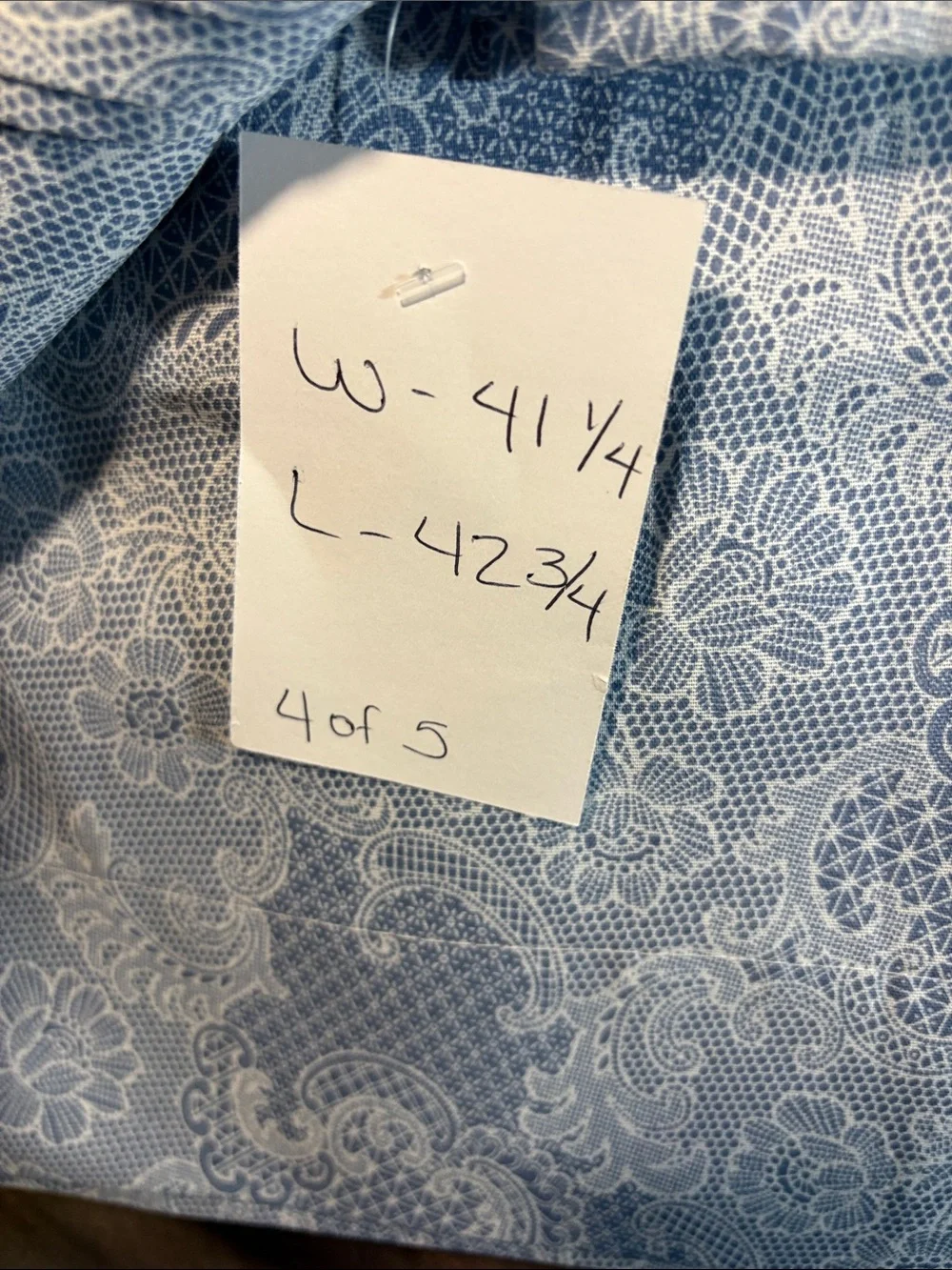 Vintage 5 piec NWOT Blue Paisley Ruffle curtain 2 side panels 1 middle valance A